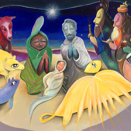 Rick Borgia: 'silent night', 2019 Other Painting, Figurative. Artist Description: Inventive, colorful, anima- tivity in tribute to the greatest story ever told, a two dimensional diorama. ...