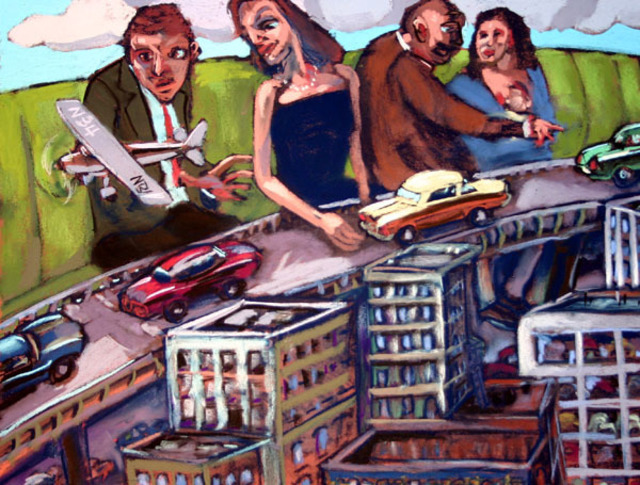 Ric Hall And Ron Schmitt  'City Council', created in 2008, Original Pastel.