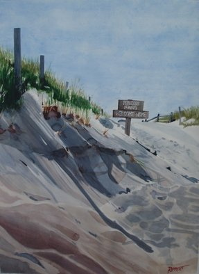 Heather Rippert: 'Welcome Home', 2008 Watercolor, Beach.  Delightful shadows dance on the sands surface ...