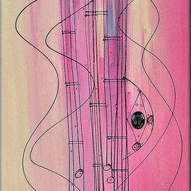 Robert Berry: 'Ldy Guitar III', 2013 Acrylic Painting, Music. Artist Description:   The Art of Jazz on canvas using acrylic and cern relief outliner paint.  ...