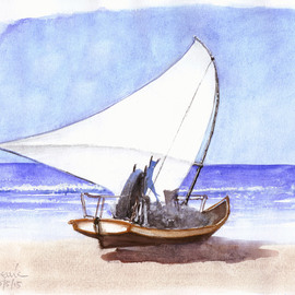 Roberto Echeverria Artwork Fishing boat, 2015 Watercolor, Boating