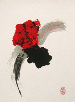 Roberto Prusso: 'Maruhanabachi', 2013 Ink Painting, Abstract.  original on 140 lb Strathmore paper: brush/ ink/ lacquer. Sumi- e. Shin- hanga. ( bumblebee ) ...