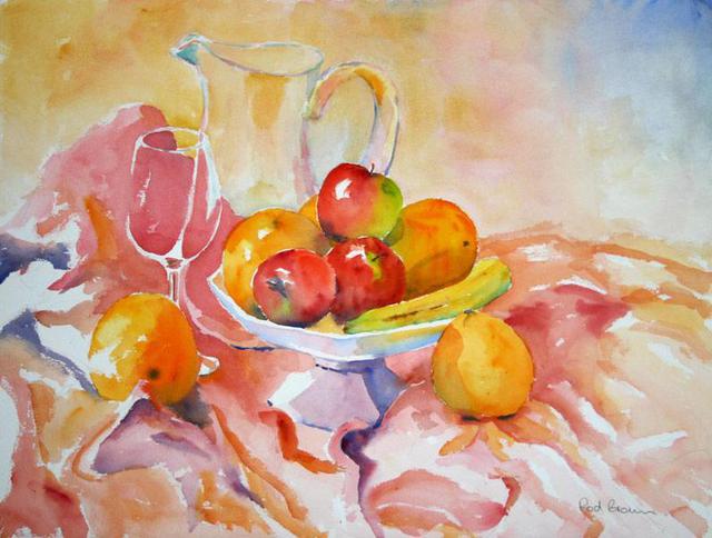 Artist Roderick Brown. 'Apples And Others' Artwork Image, Created in 2005, Original Watercolor. #art #artist