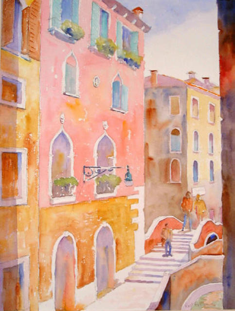 Artist Roderick Brown. 'Colour Of Morning Venice' Artwork Image, Created in 2003, Original Watercolor. #art #artist