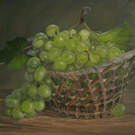 Vera Volkova: 'still life with grapes', 2015 Oil Painting, Still Life. Artist Description: Fragment. ...