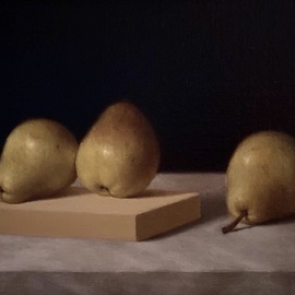 Ronald Weisberg: 'pears 1', 2017 Oil Painting, Still Life. 