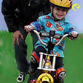 Rosalinda Alejos: 'CC Ride', 2004 Other Photography, Family. Artist Description: One always remembers their very first bike.  This little guy got a Harley.  Time with him is sheer Magic....
