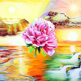 Rose Vassilev: 'the flower of life', 2020 Acrylic Painting, Surrealism. Artist Description: This artwork is original and an unikat, painted with acryl on canvas.Through my energy artworks you can strengthen your inner harmony without ever having done any spiritual practices. ...