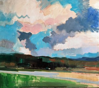Jerry Ross: 'amazon park', 2019 Oil Painting, Landscape. Eugene s popular Amazon Park with colorful sky and dramatic clouds. ...