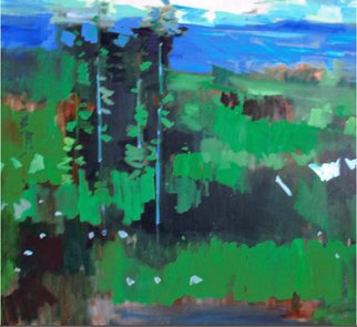 Jerry Ross: 'oregon forest veduta', 2019 Oil Painting, Landscape. Oregon forest scene from above- ground viewpoint.  Abstract and modern. ...