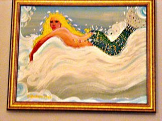 Cathy Dobson: 'Gratitude', 1999 Oil Painting, Fish. Original Mermaid oil painting.Fine gold wooden frame. ...
