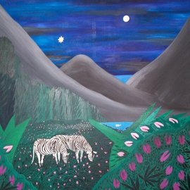 Cathy Dobson: 'Zebras In The Wild', 1992 Oil Painting, Scenic. Artist Description: In The Wild Collection....