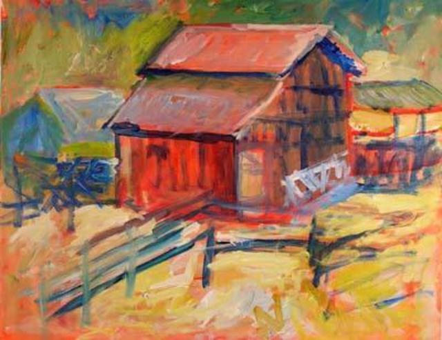 Artist Roz Zinns. 'Barn At Borges Ranch' Artwork Image, Created in 2005, Original Collage. #art #artist