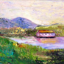 Roz Zinns: 'Boathouse', 2006 Oil Painting, Marine. Artist Description:  View from Benicia, right in from the Golden Gate.  How lovely the area. ...