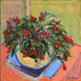 Roz Zinns: 'Christmas Cactus', 2003 Acrylic Painting, Floral. Artist Description: Contemporary rendition of a holiday favorite...