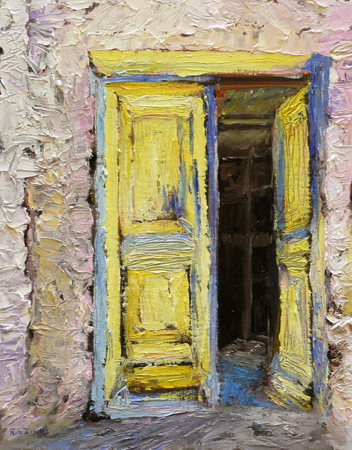 Artist Roz Zinns. 'Greek Doorway' Artwork Image, Created in 2011, Original Collage. #art #artist