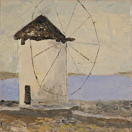 Roz Zinns: 'Greek Windmill', 2010 Oil Painting, Travel. Artist Description:       Windmill off the shores of Greece   ...