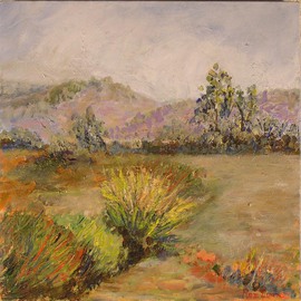 Roz Zinns: 'Morning Vista', 2006 Acrylic Painting, Landscape. Artist Description:  Near winery in Sonoma ...