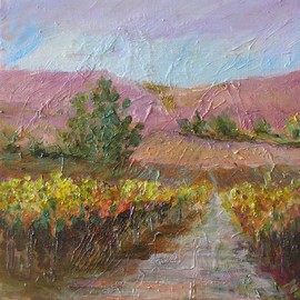 Roz Zinns: 'Vineyard Gold ', 2009 Acrylic Painting, Landscape. Artist Description:   California Wine Country ...