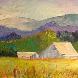 Roz Zinns: 'White Barns', 2005 Acrylic Painting, Landscape. Artist Description: South of Ashland, OR...