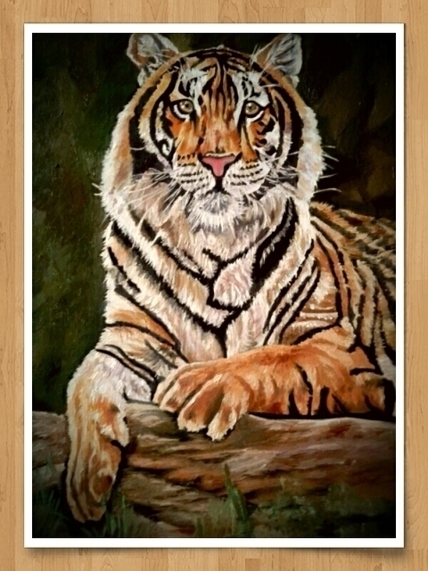 Artist Sankara Narayanan. 'Tiger Oil Painting' Artwork Image, Created in 2017, Original Painting Oil. #art #artist