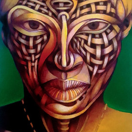 Ruben Miranda: 'yaya', 2020 Acrylic Painting, Figurative. Artist Description: Warrior Woman Face...