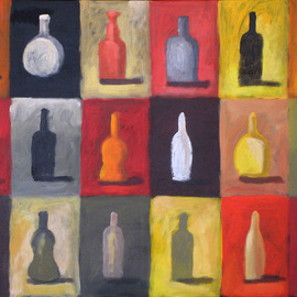 Alberto Ruggieri: 'bottle', 2006 Acrylic Painting, Figurative. Artist Description:  abstract, decorative, texture, still life, ...