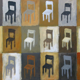 Alberto Ruggieri: 'chairs', 2006 Acrylic Painting, Figurative. Artist Description:  decorative, module, brown ...