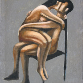 Alberto Ruggieri: 'embrace and chair', 2006 Acrylic Painting, Figurative. Artist Description:  psiche, material, lovers, kiss, sand, grit , love...