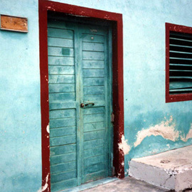 Ruth Zachary: 'Aqua Mexicana', 1998 Color Photograph, Travel. Artist Description:  Isla Mujeres, off the coast of Cancun, Yucatan, Mexico.  Colorful old aqua/ turquois wall, nice textures, contrasts and shapes.  11 x 14