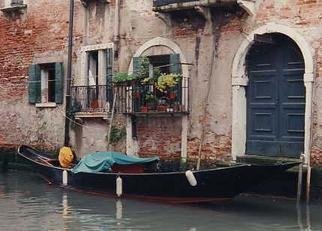 Ruth Zachary: 'Canal Around The Corner', 1997 Color Photograph, Travel. A quiet canal in Venice, Italy,  far away from the tourists on a quiet afternoon.  A graceful gondola sits peacefully in front of an antique home, shutters, wrought iron trim, flowers, perhaps centuries of secrets. Perfect Venice scene.  Limited edition, signed and numbered.  11 x 14 image in a 16 ...
