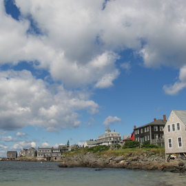 Ruth Zachary: 'Monhegan Sky', 2012 Color Photograph, Clouds. Artist Description: Clouds upon clouds! Over blue sky and harbor. Iconic Monhegan: Island Inn, The Influence, Fish House. Monhegan Island, Maine.  Larger size available, 11 x 14, $98.  ...