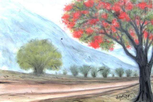 Artist Sadek Ali. 'Nature' Artwork Image, Created in 2009, Original Watercolor. #art #artist