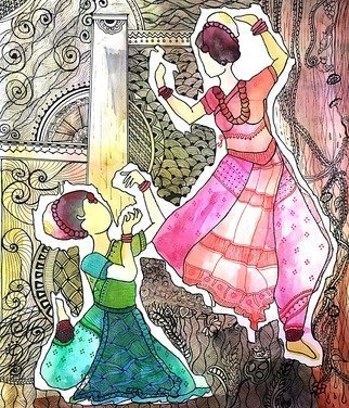 Deepti Tripathi: 'nartaki 2', 2019 Ink Painting, Dance. Indian traditional dance in a painting...