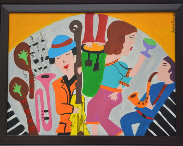 Sakshi Talwar  'Jazz At Cafe Du Paris', created in 2015, Original Painting Acrylic.