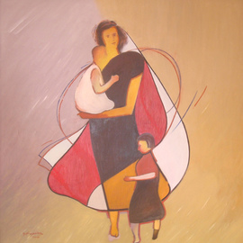 Salim Nazerian: 'mother and child', 2019 Oil Painting, Family. Artist Description: mother and child love ...