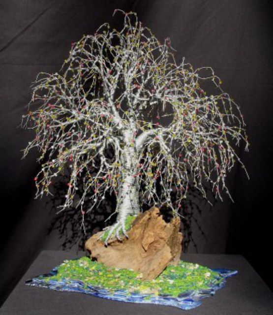 Artist Sal Villano. 'Bonsai Island,  Wire Tree Sculpture ' Artwork Image, Created in 2008, Original Book. #art #artist