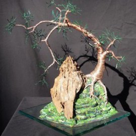 Sal Villano: 'Cascade  on  Glass, Wire Tree Sculpture ', 2007 Mixed Media Sculpture, Landscape. Artist Description:  Cascade  on  Glass - Wire Tree Sculpture 16