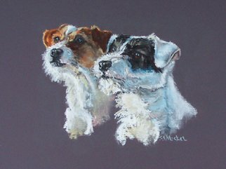 Sallyann Mickel: 'Two Jacks', 2009 Pastel, Animals.   Pastel painting of two rough coated Jack Russell terriers on colored pastel paper.  ...