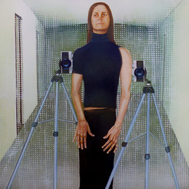 Sandra Maarhuis: 'Me at my place', 2007 Oil Painting, Portrait. Artist Description:  Selfportrait ...