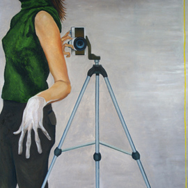 Sandra Maarhuis: 'No Title 1', 2008 Oil Painting, Portrait. Artist Description:  Selfportrait ...