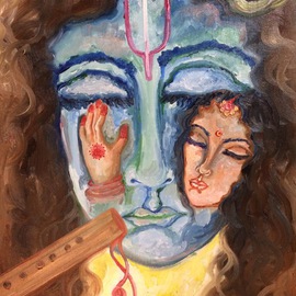 Sangeetha Bansal: 'Eternal devotion', 2014 Oil Painting, People. Artist Description:  Oil painting of Radha and Krishna lost in love. The art depicts eternal devotion. ...
