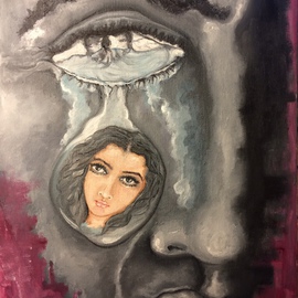 Sangeetha Bansal: 'Tears of memory', 2015 Oil Painting, People. Artist Description: Oil painting of a man crying for his beloved. Her face is reflected in his tears. ...
