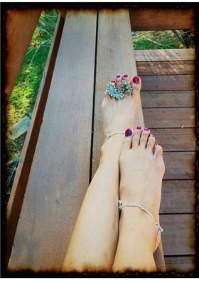Sangeetha Bansal: 'Too pretty to walk', 2015 Color Photograph, People.  Photograph of feet with jewellery on it ...