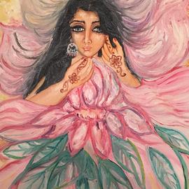 Sangeetha Bansal: 'flower', 2014 Oil Painting, Fantasy. Artist Description: Original oil painting of a flower. The flower has been depicted as a woman and is beautiful, in full bloom. Her expressive eyes beckon the bees and her alluring scent gives everyone pleasure. She is colorful, gorgeous and seductive. She makes everyone want to possess her. She is ...