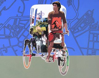 Sanjay Verma: 'Untitled 20', 2012 Acrylic Painting, Urban.   Acrylic, fast color, city, rickshaw, people  ...