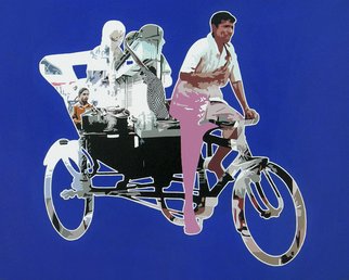 Sanjay Verma: 'Untitled 31', 2012 Acrylic Painting, Urban.      Acrylic, fast color, city, rickshaw, people     ...