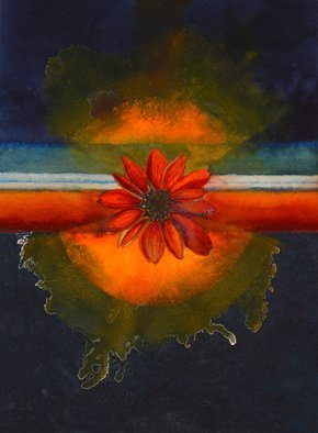 Sarah Longlands: 'space zinnia', 2016 Watercolor, Space. When Scott Kelly spent virtually a full year on the International Space Station, he experimented with gardening. This zinnia was the first flower to be grown in space. ...