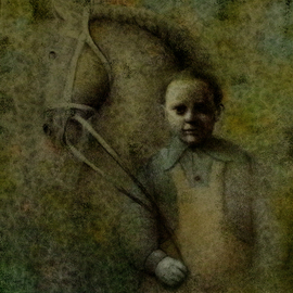 Sasha Tsyganov: 'Boy with a horse', 2014 Oil Painting, Figurative. Artist Description:      ballpoint pen, oil on canvas                      ...