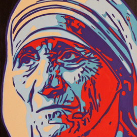 David Mihaly: 'Mother Theresa', 2017 Acrylic Painting, History. 